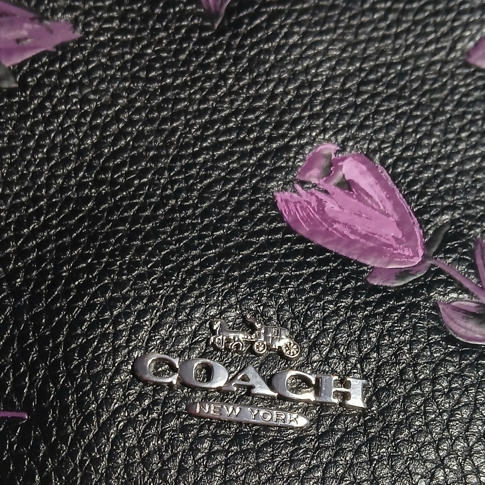 Coach Black and Purple Floral Laurel Shoulder Bag - Picture 6 of 12